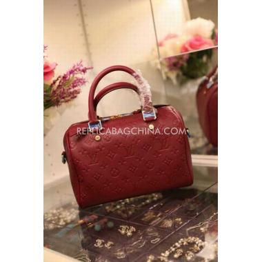 Louis Vuitton Handbag Genuine Leather Monogram Red