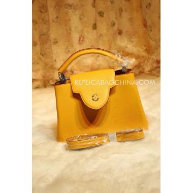 Louis Vuitton Calfskin Yellow Handbag Replica