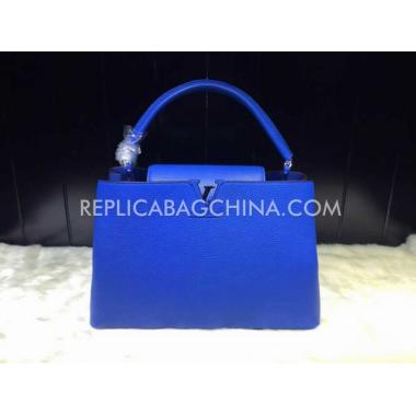 Louis Vuitton Calfskin Totes Handbag Blue