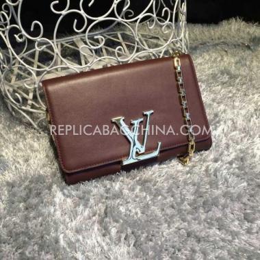 Louis Vuitton Calfskin Shoulder Bag Brown Handbag Replica