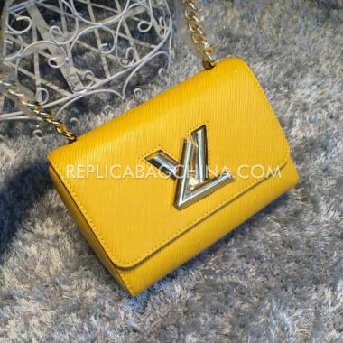 Louis Vuitton Calfskin Handbag Yellow Cross Body Bag Replica