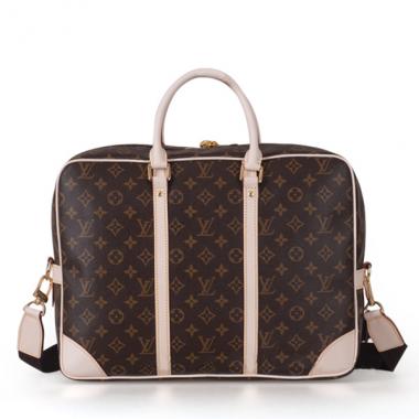 Louis Vuitton Monogram Canvas M40223 Brown Cow Leather Large Handbags