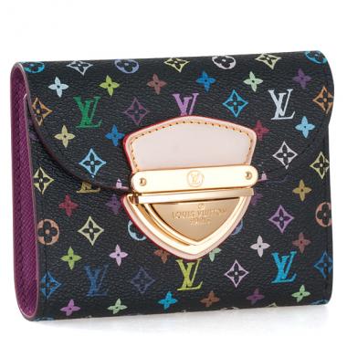 Louis Vuitton Monogram Multicolore M60283 Black Canvas Ladies Wallet