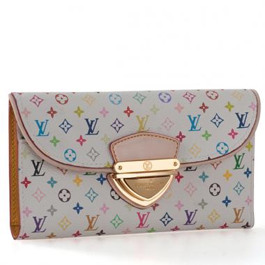 Louis Vuitton Monogram Multicolore M93737 White Wallet Ladies