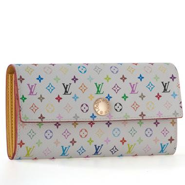 Louis Vuitton Monogram Multicolore M93743 White Cow Leather Wallet HM10774