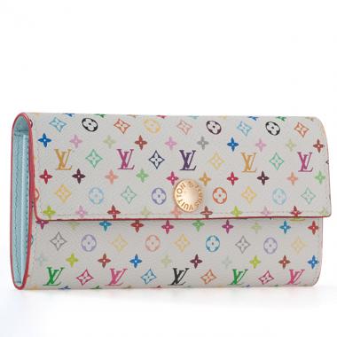 Louis Vuitton Monogram Multicolore M93743 White Wallet Ladies