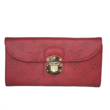 Louis Vuitton Mahina Leather M95550 Red Cow Leather Small Wallet Replica HM07212