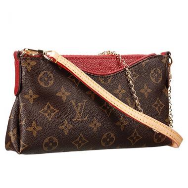 Louis Vuitton Monogram Pallas Clutch Dark Red 18926643