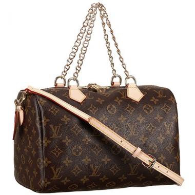 Louis Vuitton Monogram Speedy 30 Bag With Chain Shoulder Strap