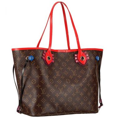 Cheap Louis Vuitton Monogram Totem Neverfull Red