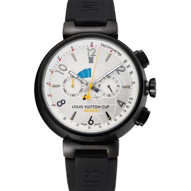 Louis Vuitton Tambour LV Cup Regate White Dial Black PVD Case Black Rubber Strap