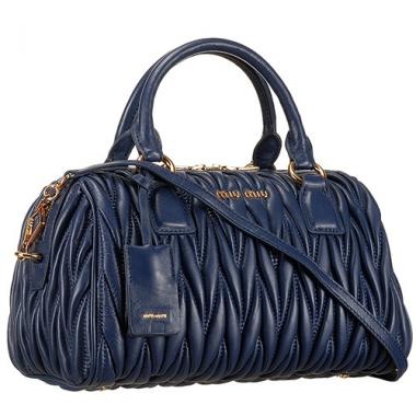 Miu Miu Matelasse  Handle Large Dark Blue