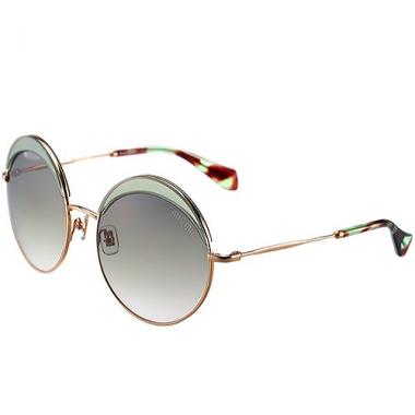 Miu Miu Noir Retro Round Semi-Rimless Light Green Sunglasses 307888