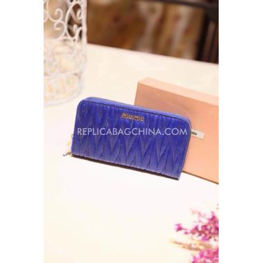 Miu Miu Purse Wallet Calfskin Blue HM09197