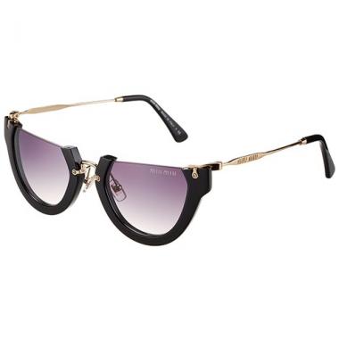 Miu Miu Rounded Cut Off Cat-Eye Black Sunglasses 308040