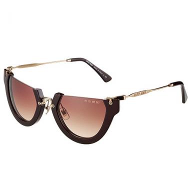 Miu Miu Rounded Cut Off Cat-Eye Brown Sunglasses 308041