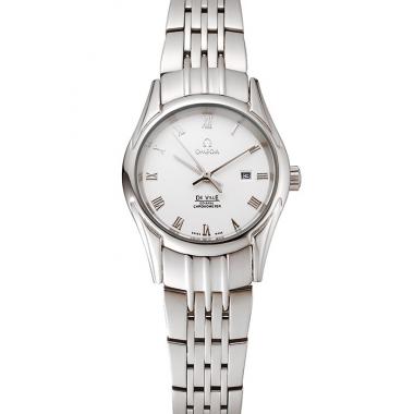 Cheap Omega De Ville Ladies White Dial Roman Numerals Stainless Steel Case And Bracelet 1453792