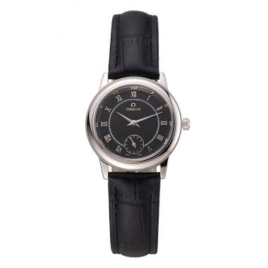 Omega De Ville Prestige Small Seconds Black Dial Stainless Steel Case Black Leather Strap