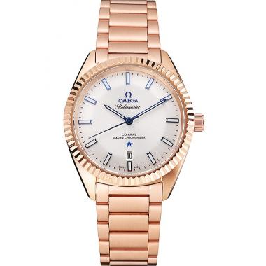 Omega Globemaster White Dial Rose Gold Case And Bracelet