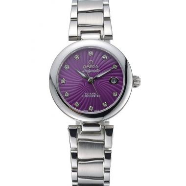 Omega Ladymatic Purple Dial Stainless Steel Bracelet  622459