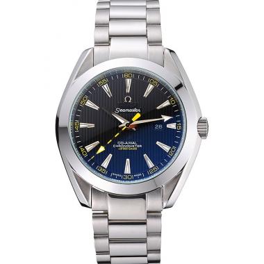 Replica Omega Seamaster Aqua Terra Black Dial Yellow Numerals Stainless Steel Bracelet  622524