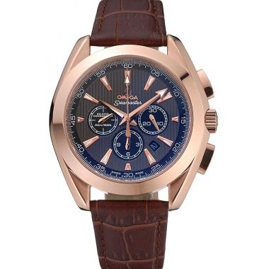 Omega Seamaster Aqua Terra Chronograph Teak-Black Dial Brown Leather Bracelet   622531