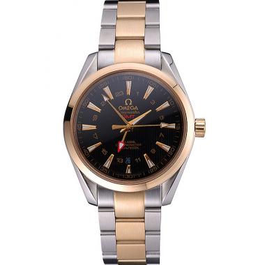 Cheap Omega Seamaster Planet Ocean GMT Black Dial Two Tone Band  622396