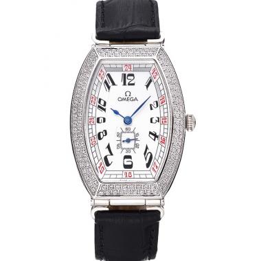 Omega Sochi Petrograd White Dial With Diamonds Stainless Steel Case Black Leather Strap  622823