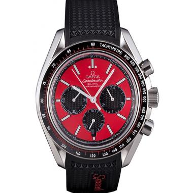 Omega Speedmaster Black Rubber Bracelet Red Dial 801421 Replica