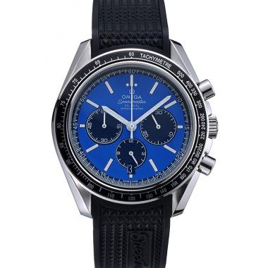 Replica Omega Speedmaster Black Rubber Strap Blue Dial  622043