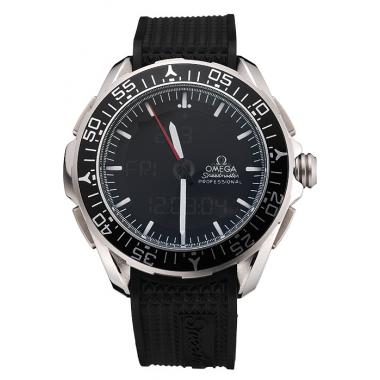 Omega Speedmaster Skywalker X-33 Black Dial White On Black Bezel Stainless Steel Case Black Rubber Strap Replica