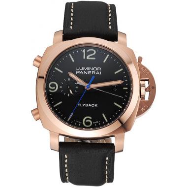 Panerai Luminor 1950 3 Days Chrono Flyback Black Dial Rose Gold Case Black Leather Strap