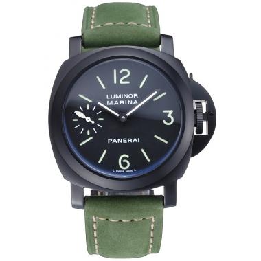 Panerai Luminor Marina Ion Plated Stainless Steel Bezel Green Leather Bracelet  622312 Replica