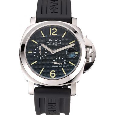 Panerai Luminor Power Reserve Black Hobnail Pattern Dial Stainless Stel Case Black Rubber Strap Replica