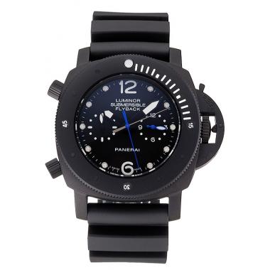 Panerai Luminor Submersible Flyback GMT Black Dial Black Ionized Case Black Rubber Strap