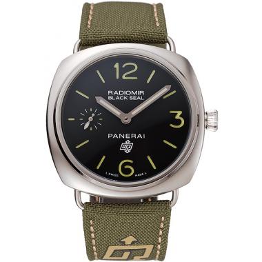 Panerai Radiomir Black Seal Logo Acciaio Black Dial Green Bracelet 1454017