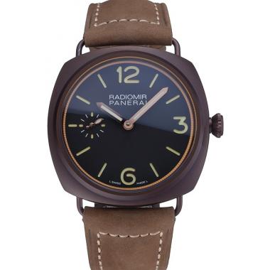 Cheap Panerai Radiomir Brown Stainless Steel Bezel Brown Leather Bracelet  622324