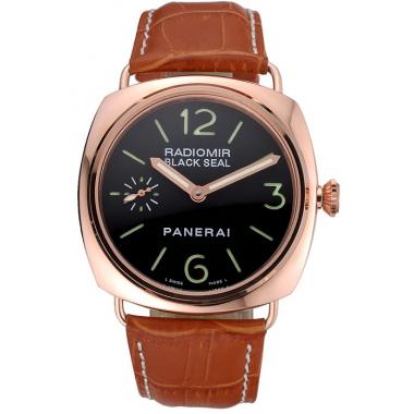 Panerai Radiomir Rose Gold Case Black Dial Brown Leather Strap 98134 Replica