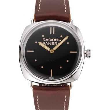 Panerai Radiomir Vintage SLC PAM425 Black Dial Stainless Steel Case Brown Leather Strap