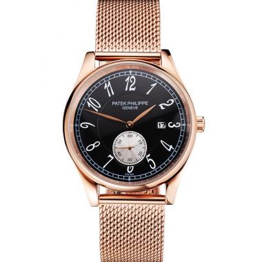 Cheap Patek Philippe Calatrava Small Seconds Black Dial Rose Gold Case And Bracelet