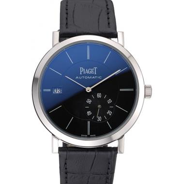 Replica Piaget Altiplano Silver Case Black Dial Black Leather Bracelet  622629