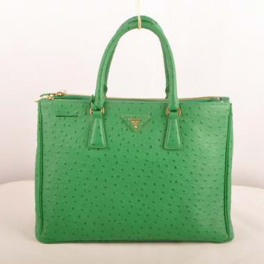 Prada  16625M Ladies Ostrich Skin Green Handbag Replica