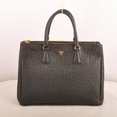 Prada  16625M Ladies Ostrich Skin Black Handbag