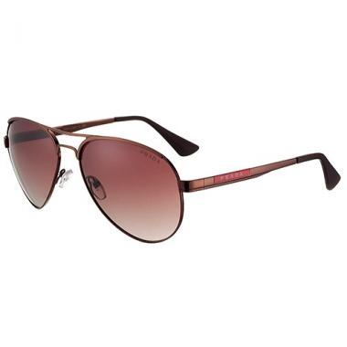 Prada Aviator Linea Rossa Logo Brown Frame Sunglasses 308223