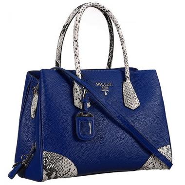 Prada  Satchel Blue And Python Handles 18926832 Replica