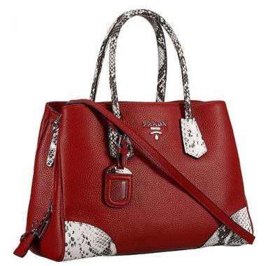 Prada  Satchel Dark Red And Python Handles 18926833