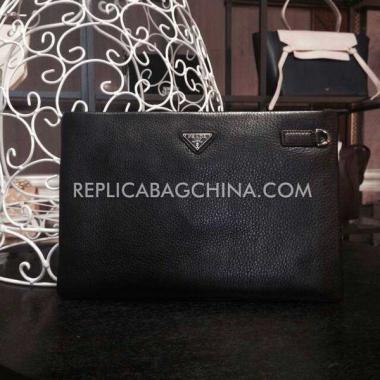 Prada Clutch Genuine Leather Black