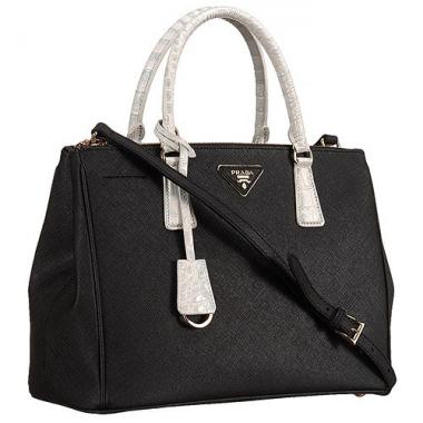 Prada Double Tote Black With White Python Handles 18926810