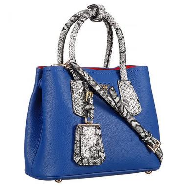 Prada Double Tote Blue With Python Handles 18926825