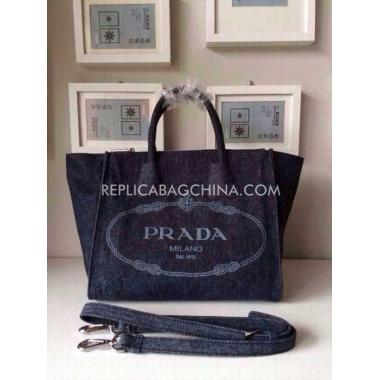 Prada Handbag Denim Black